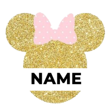 Disney Minnie Golden Ears design with a pink bow, perfect for baby accessories. \n\nCaption: Add a touch of charm to y