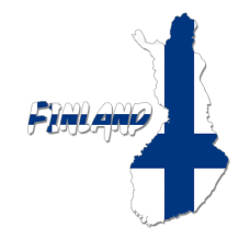 Finland maps design featuring the country silhouette and flag colors, ideal for baby clothing and accessories.\n\nCapt