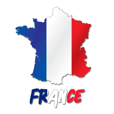 Colorful illustration of France map, featuring the colors of the French flag, suitable for baby-themed products.\n\nCa