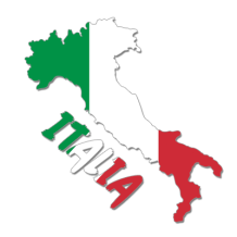 A colorful depiction of the Italy map with the text \"ITALIA,\" perfect for baby products like bodysuits and bibs.\n\n