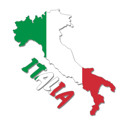 A colorful depiction of the Italy map with the text \"ITALIA,\" perfect for baby products like bodysuits and bibs.\n\n