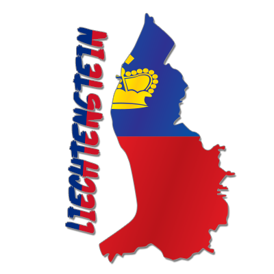 Graphic of the Liechtenstein map in red and blue with the crown emblem, suitable for baby products.\n\nCaption: Discov