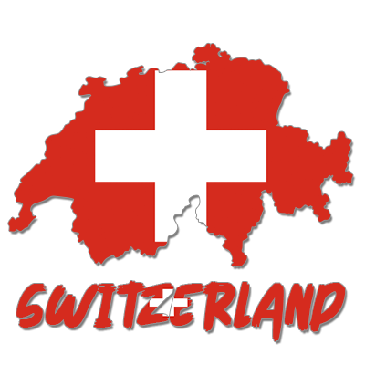 Map of Switzerland with a red background and white cross, suitable for baby products themed around travel and adventur