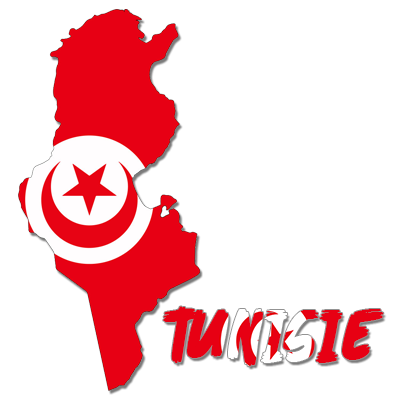Map of Tunisia in red with a Tunisian emblem, representing the Tunisie maps baby product category.\n\nCaption: Celebra