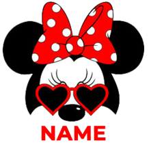 Disney Minnie glasses featuring a red bow and white polka dots, perfect for stylish baby accessories. \n\nCaption: Ado