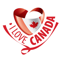 Logo featuring a heart shaped design with the Canadian flag and the text \"I Love Canada,\" suitable for baby products