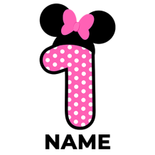 Pink number 1 with white polka dots and a pink bow, perfect for baby products from pacifier-baby.com.\n\nCaption: Cele