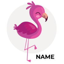 Cute pink flamingo illustration, perfect for baby products like pacifiers and accessories available at pacifier-baby.c