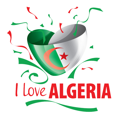\"I Love Algeria model 3 design featuring a heart and national colors, perfect for baby items.\"\n\nCaption: Celebrate