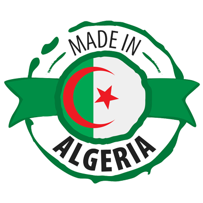 Made in Algeria edition 2 label featuring the Algerian flag, suitable for baby products at pacifier-baby.com.\n\nCapti