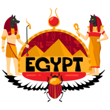 Illustration featuring ancient Egyptian figures and symbols, perfect for themed baby products. \n\nCaption: Explore ou