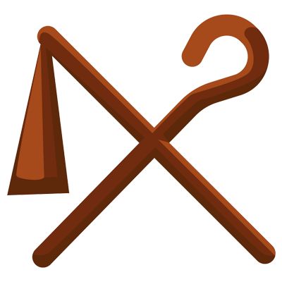 Egyptian symbols of power: staff and flail, ideal for themed baby items.\n\nCaption: Explore our collection featuring 