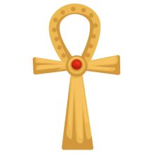 Gold Egyptian Coptic cross or ankh with red stone, perfect for baby items such as pacifier clips or bodysuits.\n\nCapt
