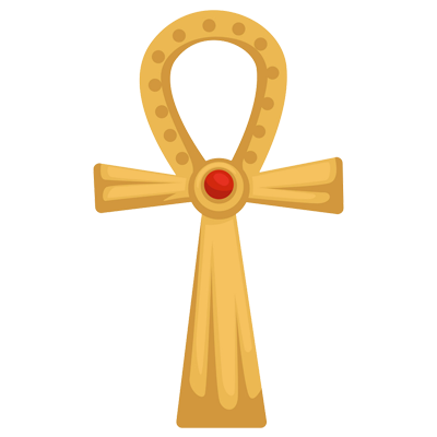 Gold Egyptian Coptic cross or ankh with red stone, perfect for baby items such as pacifier clips or bodysuits.\n\nCapt