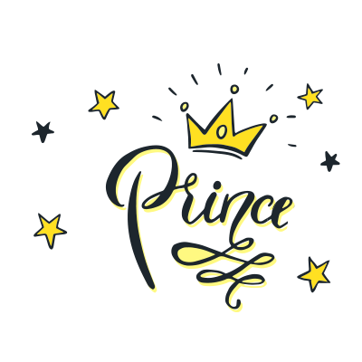 Bright yellow crown and star design with the word \"Príncipe\" for the Yellow Crown Star Prince Model-1, perfect for b