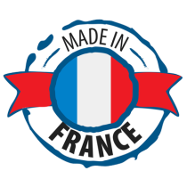 Made in France badge featuring the French flag, symbolizing quality baby products.\n\nCaption: Discover our premium ba