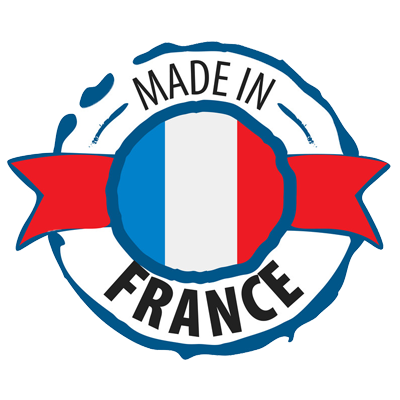 Made in France badge featuring the French flag, symbolizing quality baby products.\n\nCaption: Discover our premium ba