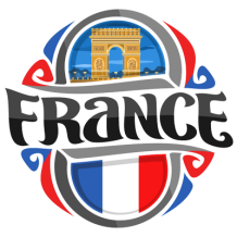 Fun Flag France pattern 1 designed for baby products like pacifiers and bibs.\n\nCaption: Celebrate French style with 