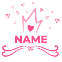 A pink logo featuring a crown and hearts, ideal for baby products and accessories.\n\nCaption: Adorable pink crown and