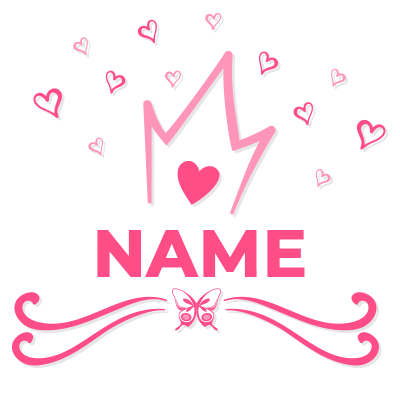 A pink logo featuring a crown and hearts, ideal for baby products and accessories.\n\nCaption: Adorable pink crown and