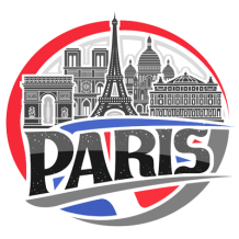 City of Paris version 1 baby product design featuring iconic landmarks in a stylish graphic.\n\nCaption: Discover our 