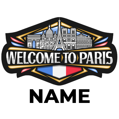 Colorful \"Welcome to Paris\" design featuring iconic Parisian landmarks, perfect for baby apparel and accessories.\n\