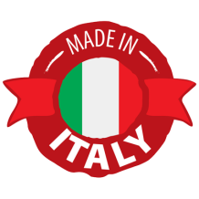 Colorful \"Made in Italy\" badge featuring the Italian flag, perfect for highlighting quality baby products.\n\nCaptio