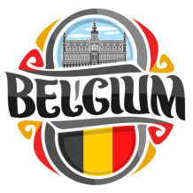 Colorful Belgium-themed design with a castle and the national flag, perfect for baby products like pacifiers and acces