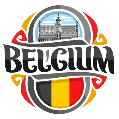 Colorful Belgium-themed design with a castle and the national flag, perfect for baby products like pacifiers and acces