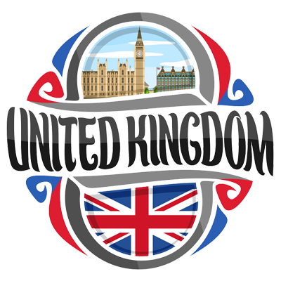 Design featuring the United Kingdom flag and iconic landmarks, suitable for baby items.\n\nCaption: Celebrate your lov