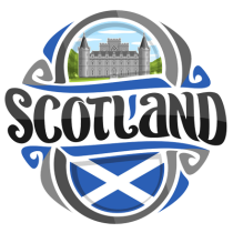 Logo featuring the Scottish flag and a castle, representing the Flag Scotland baby product.\n\nCaption: Celebrate Scot