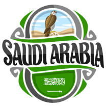 Decorative design featuring the flag of Saudi Arabia with a falcon, suitable for baby products.\n\nCaption: Celebrate 