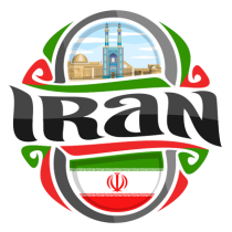 Colorful design featuring the word \"Iran\" with landmarks, suitable for baby products celebrating cultural themes.\n\