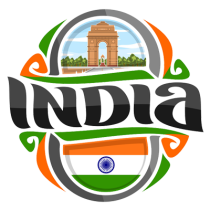 Colorful design featuring \"India\" with iconic landmarks and national colors, suitable for baby products.\n\nCaption: