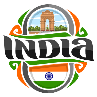 Colorful design featuring \"India\" with iconic landmarks and national colors, suitable for baby products.\n\nCaption: