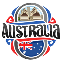 Flag Australia design featuring iconic landmarks and colors, perfect for baby apparel and accessories. \n\nCaption: Ce