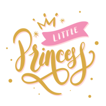 Design featuring \"My Little Princess\" in elegant script with a crown, perfect for baby products.\n\nCaption: Celebra