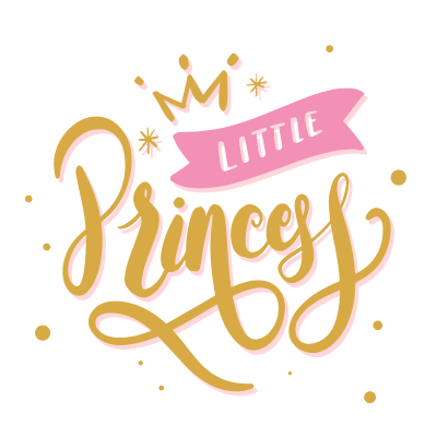 Design featuring \"My Little Princess\" in elegant script with a crown, perfect for baby products.\n\nCaption: Celebra
