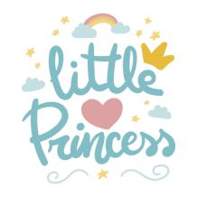 My little princess model-6 decorative logo featuring clouds, stars, a heart, and a crown, perfect for baby products.\n