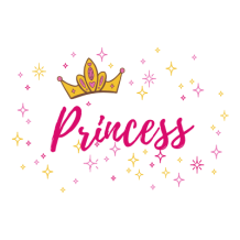 Yellow princess crown design with colorful stars and sparkles, perfect for baby accessories.\n\nCaption: Dress your li