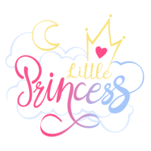 \"My Little Princess Pattern-7 design featuring a crown, moon, and colorful lettering, perfect for baby items.\"\n\nCa