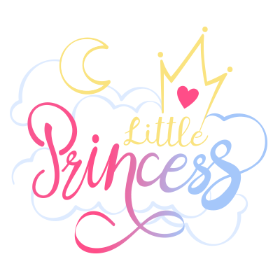 \"My Little Princess Pattern-7 design featuring a crown, moon, and colorful lettering, perfect for baby items.\"\n\nCa