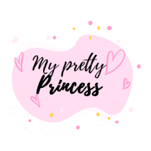 Cute \"My Pretty Princess\" design featuring hearts and playful elements, perfect for baby items.\n\nCaption: Celebrat