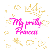 My pretty princess pattern-2 design featuring a crown, stars, and hearts in pink and gold colors.\n\nCaption: Celebrat