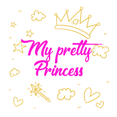 My pretty princess pattern-2 design featuring a crown, stars, and hearts in pink and gold colors.\n\nCaption: Celebrat