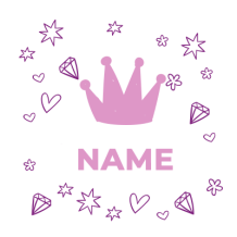 Golden princess crown design suitable for baby products, featuring elegant cursive text and a crown motif.\n\nCaption: