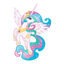 My Little Pony Princess Celestia model-3, a colorful unicorn with wings, perfect for baby items. \n\nCaption: Bring ma