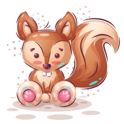 Cute cartoon squirrel character perfect for baby items like pacifiers and bibs. Ideal for adding charm to your baby\'s collectio