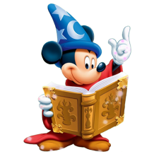 Disney Mickey magician magic book featuring Mickey Mouse wearing a wizard hat, ideal for baby playtime.\n\nCaption: Di