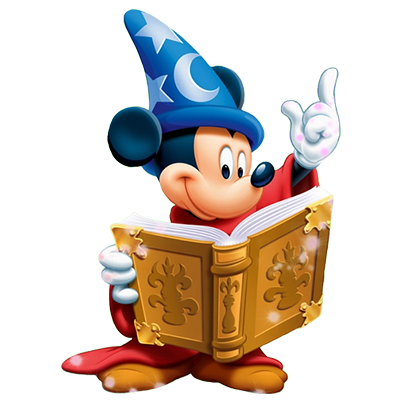 Disney Mickey magician magic book featuring Mickey Mouse wearing a wizard hat, ideal for baby playtime.\n\nCaption: Di
